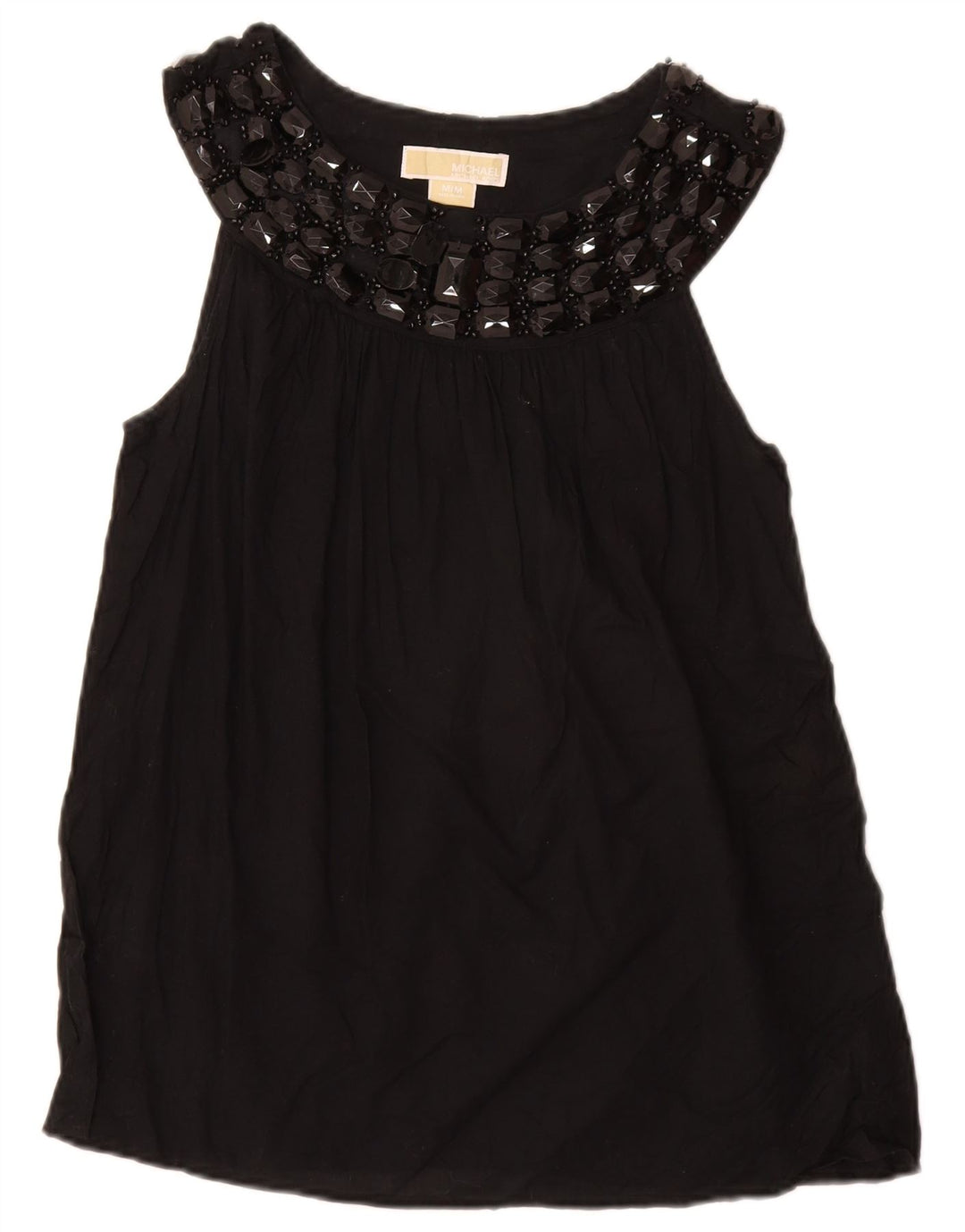 Damska bluzka bez rękawów MICHAEL KORS UK 12, średnia czarna bawełna