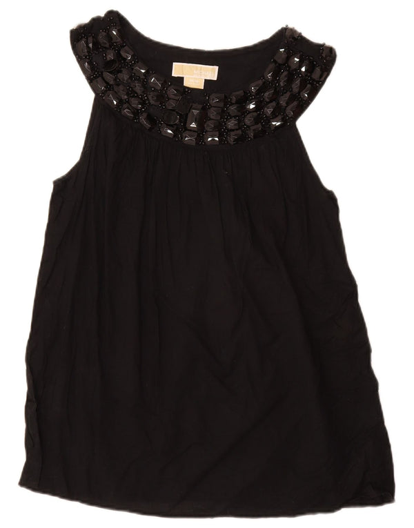 Damska bluzka bez rękawów MICHAEL KORS UK 12, średnia czarna bawełna