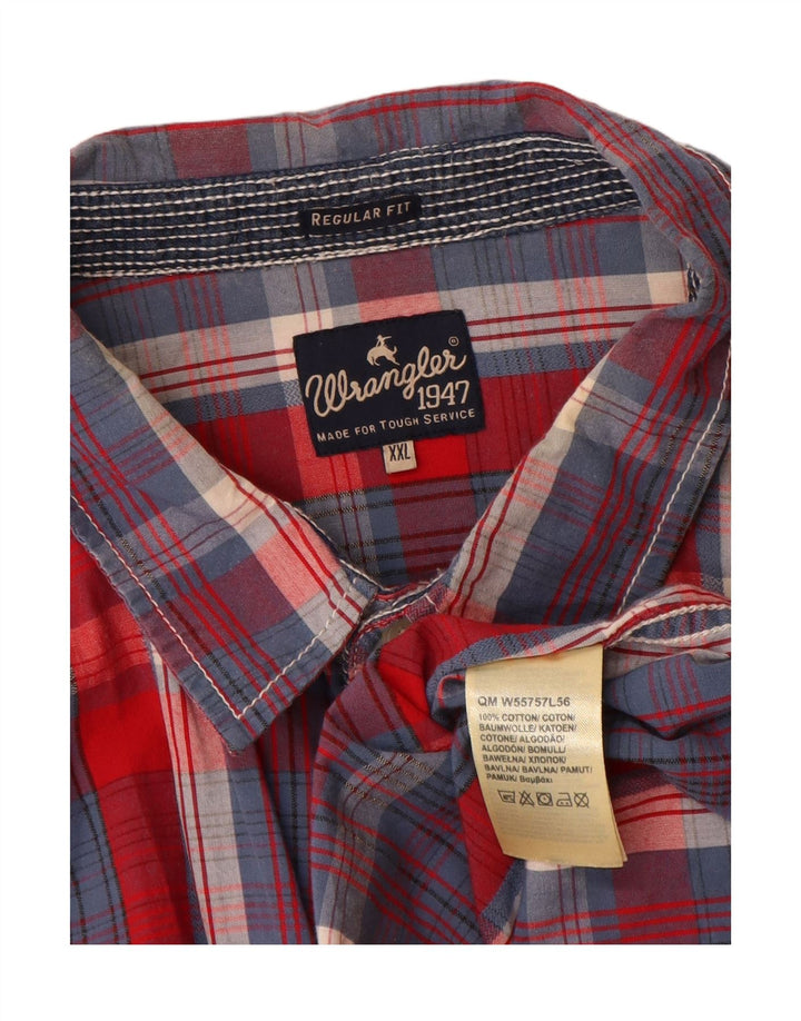 Koszula męska Wrangler z krótkim rękawem o regularnym kroju, 2XL, bawełniana w czerwoną kratę