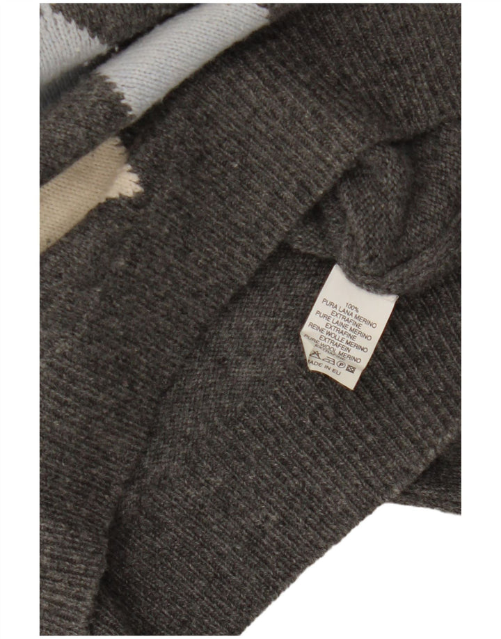 Damski sweter z okrągłym dekoltem VINTAGE UK 14 Średni szary Argyle/Diament