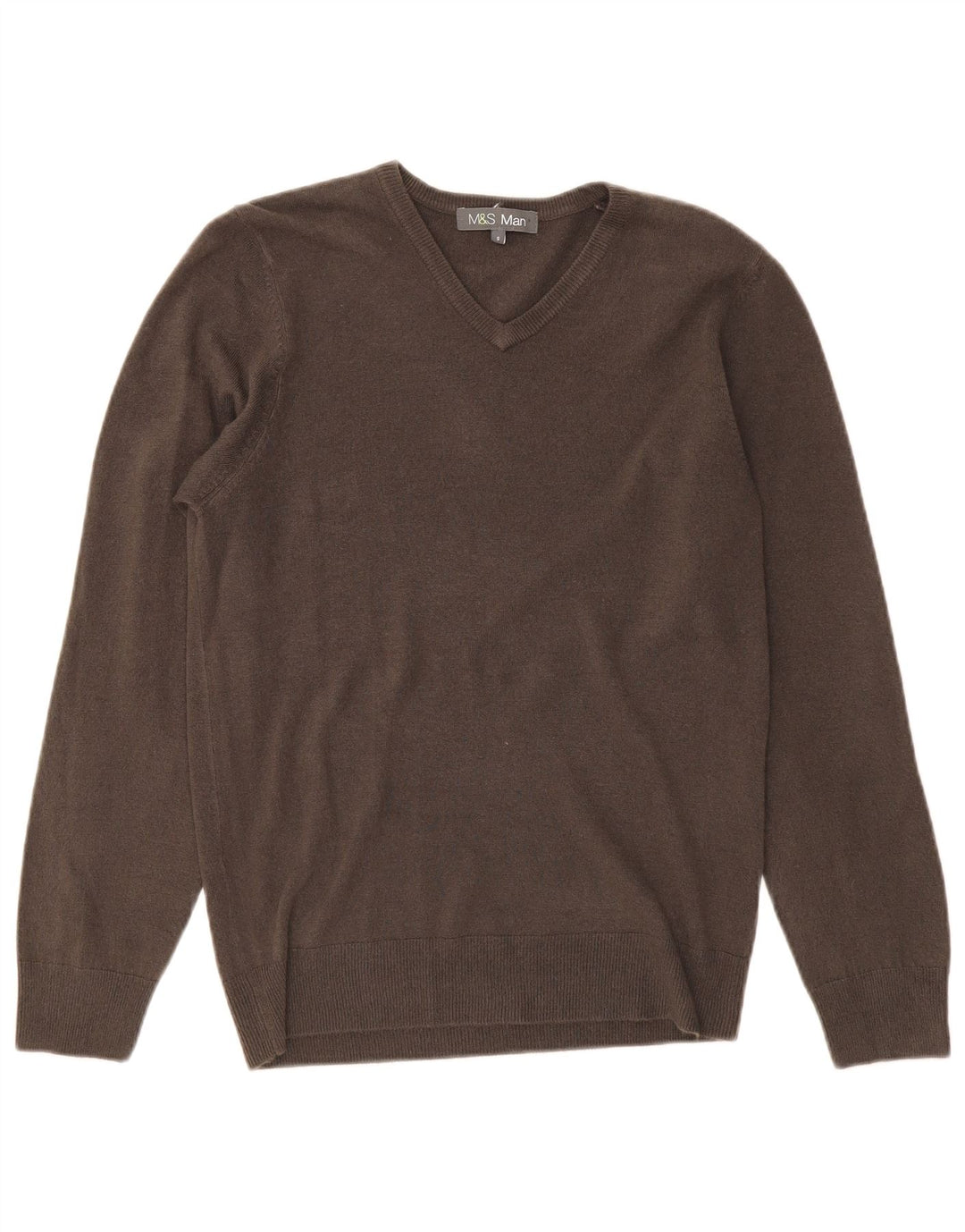 MARKS & SPENCER Męski sweter z dekoltem w kształcie litery V, mały, szary, akrylowy