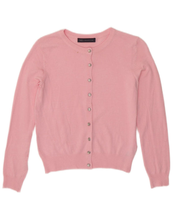 Marks & Spencer Damski sweter typu Crop Cardigan UK 8 Small Pink Wiskoza