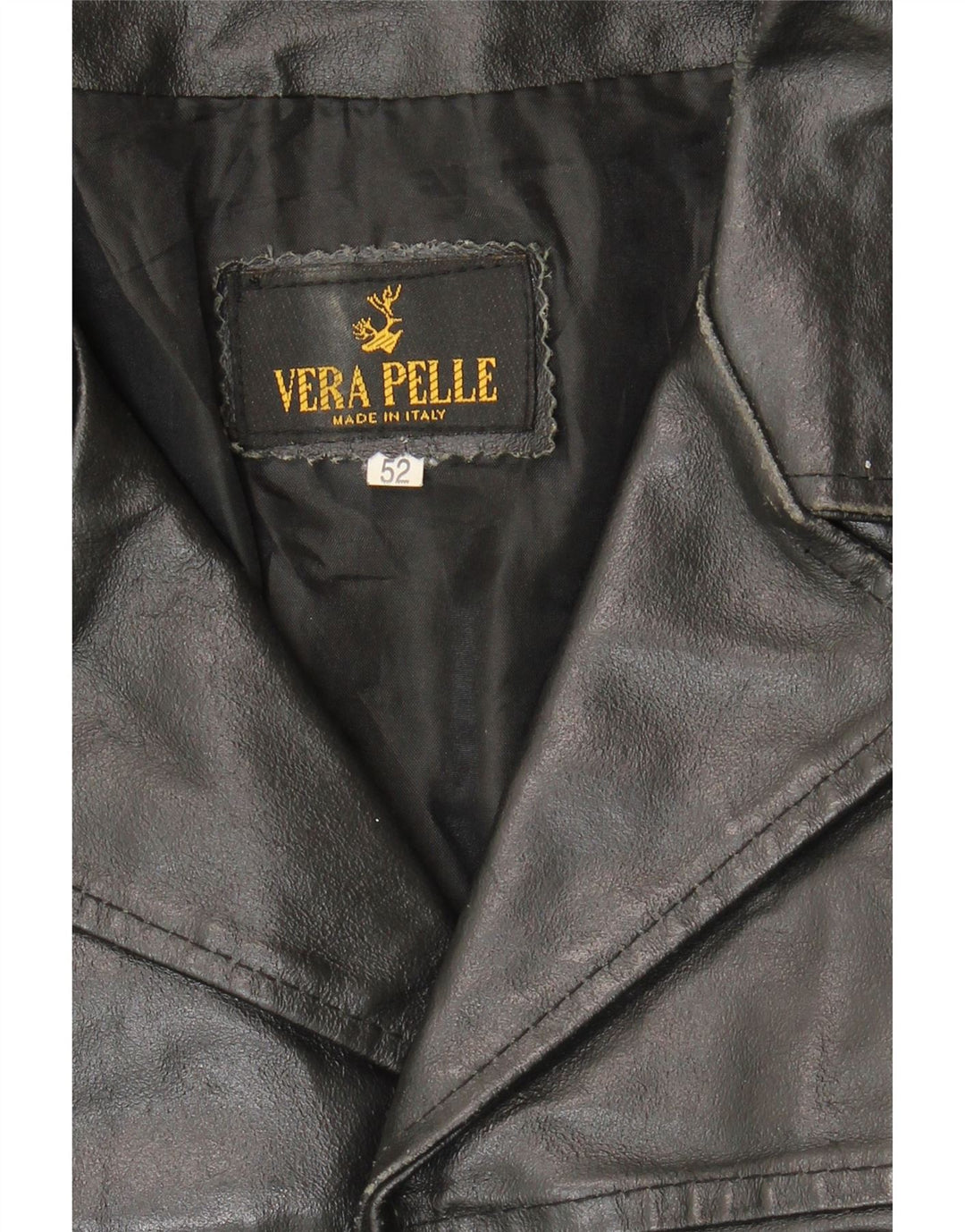 Męska kurtka skórzana VINTAGE IT 52 XL Czarna skóra