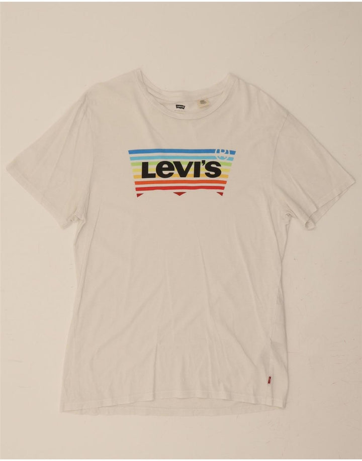 LEVI'S Mens Graphic T-Shirt Top Medium White Cotton Vintage Levi's and Second-Hand Levi's from Messina Hembry 