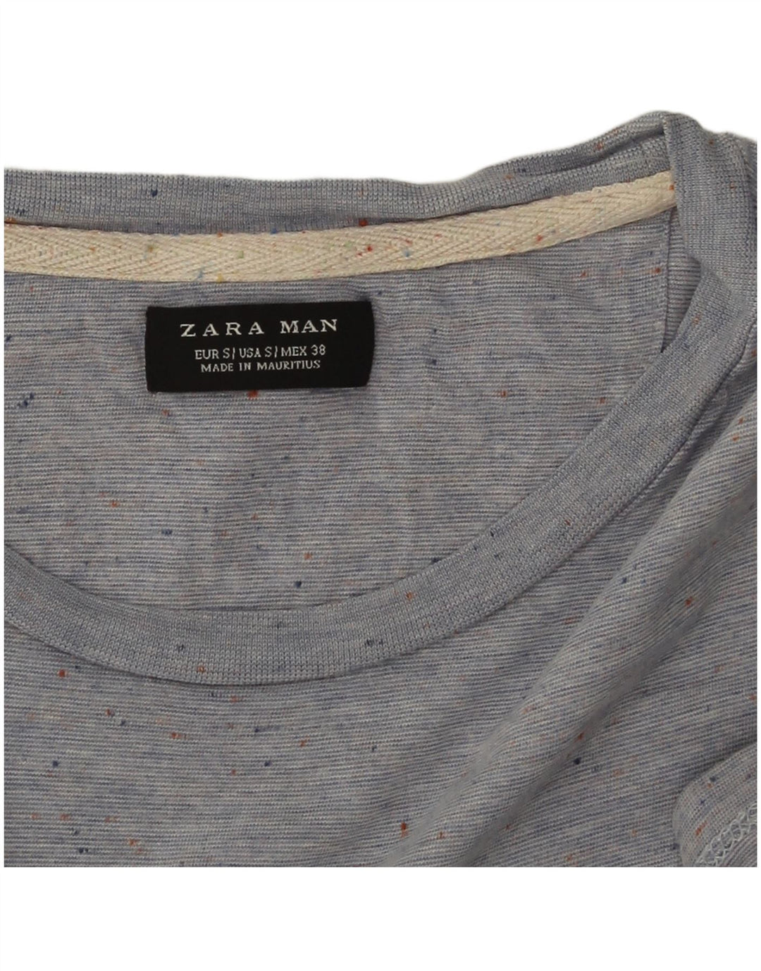 Męski T-shirt Zara, mały, niebieski nakrapiany