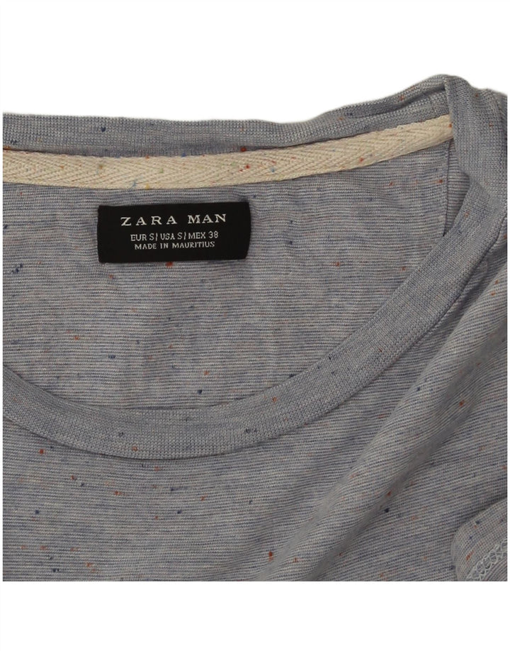 Męski T-shirt Zara, mały, niebieski nakrapiany