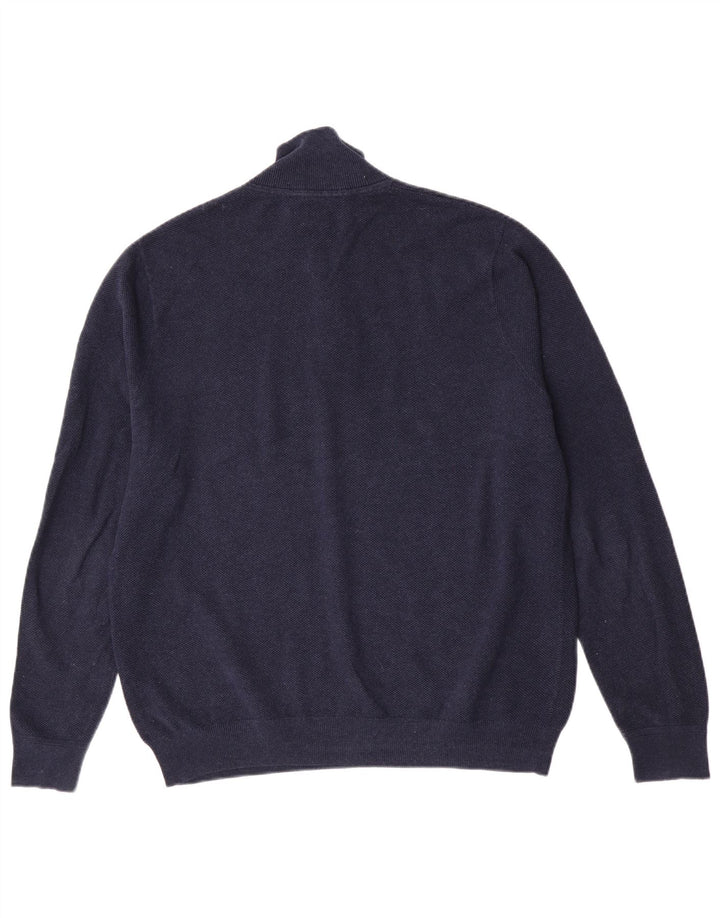 Męski sweter z zamkiem błyskawicznym John Lewis, duży, granatowy, bawełniany