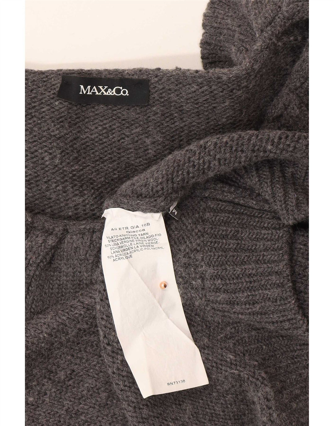 Damski sweter rozpinany Max & Co., UK 12, średnioszary, wełniany