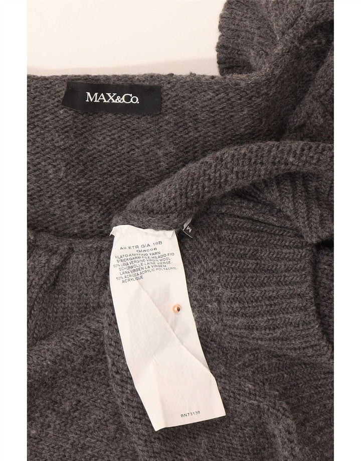 Damski sweter rozpinany Max & Co., UK 12, średnioszary, wełniany