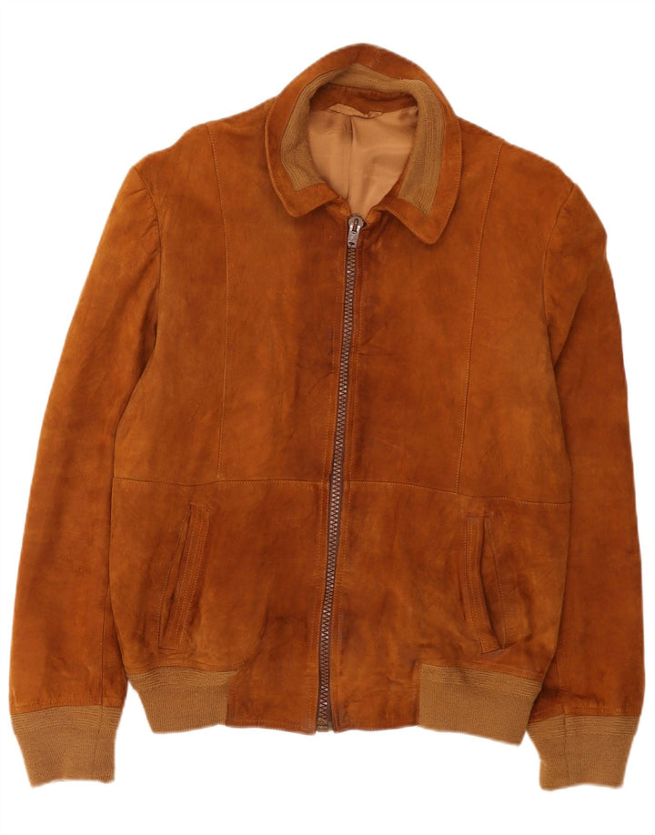 Vintage męska zamszowa kurtka bomber IT 52 XL brązowa