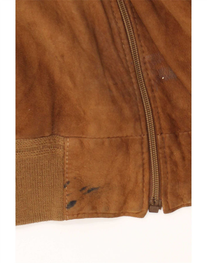 Vintage męska zamszowa kurtka bomber UK 42 XL brązowa skóra