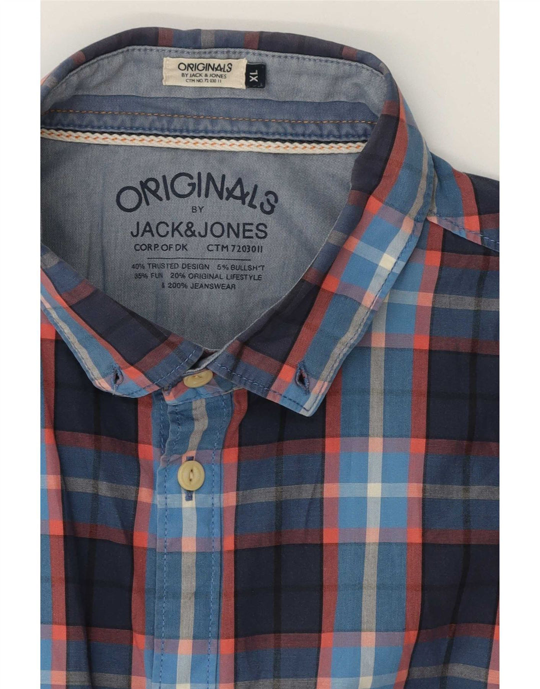 Koszula męska Jack & Jones z krótkim rękawem XL w granatową kratkę