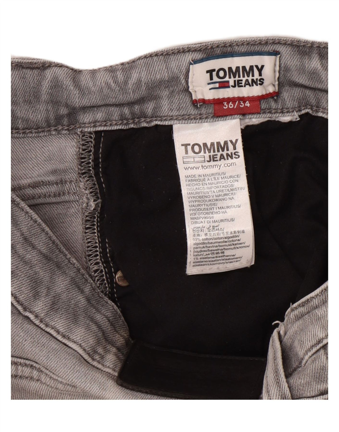 TOMMY HILFIGER Mens Slim Jeans W36 L34 Grey Cotton Vintage Tommy Hilfiger and Second-Hand Tommy Hilfiger from Messina Hembry 