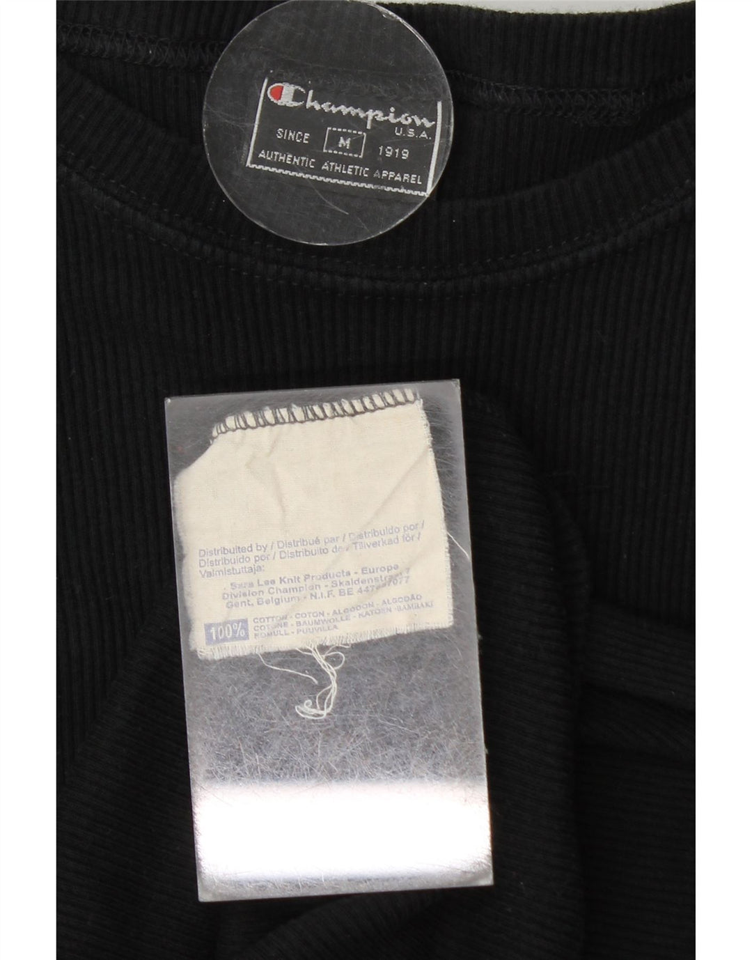 Damski T-shirt CHAMPION Crop Top UK 12 Średni Czarny Bawełna