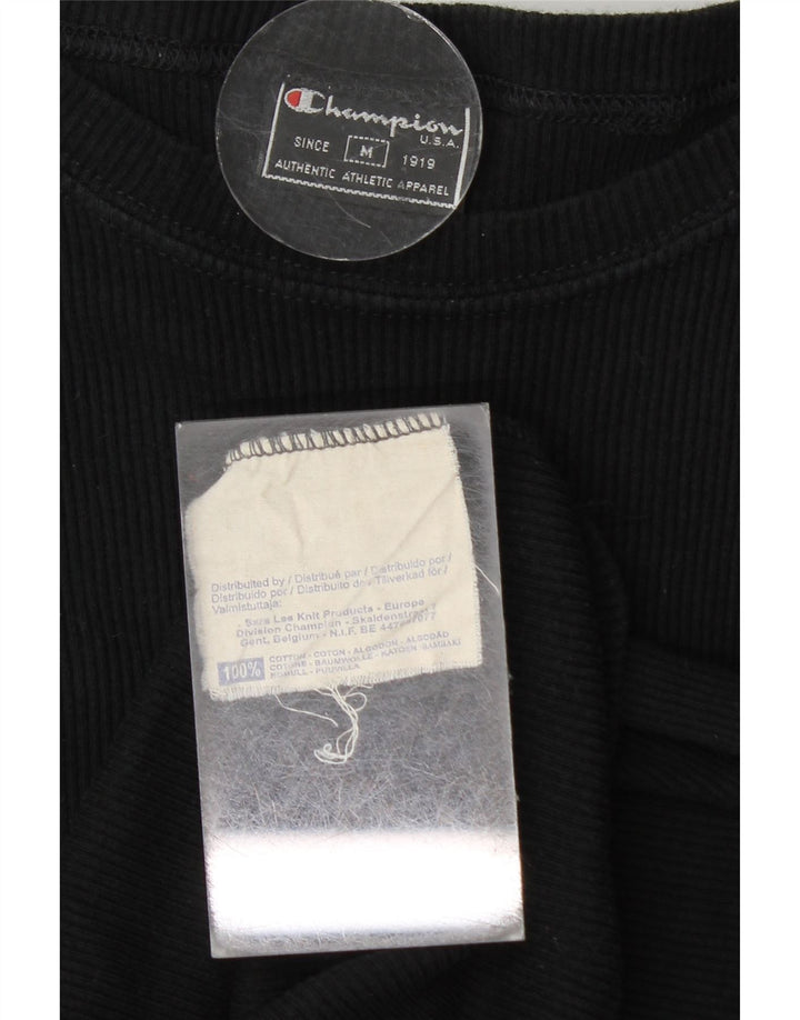 Damski T-shirt CHAMPION Crop Top UK 12 Średni Czarny Bawełna