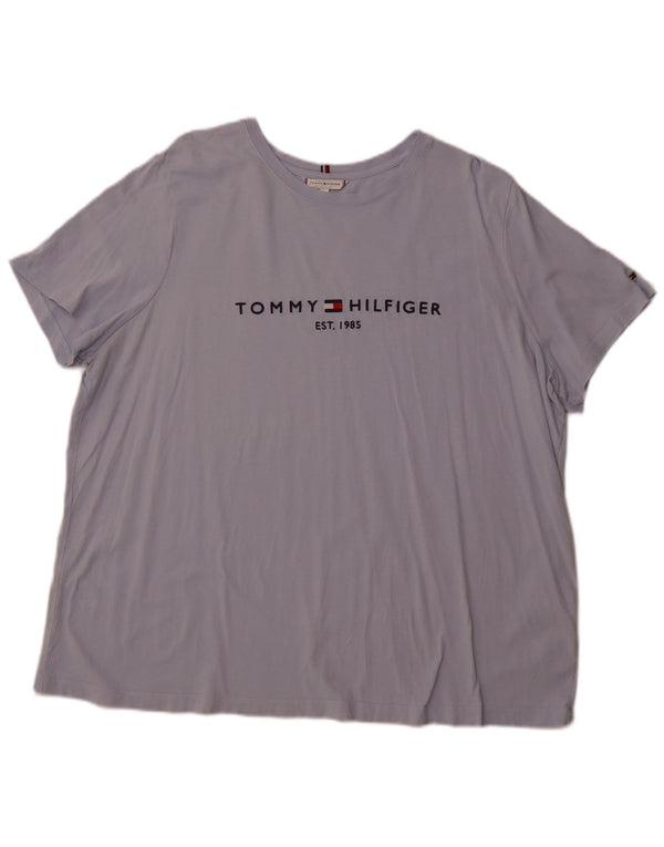 Damska koszulka z grafiką TOMMY HILFIGER Top UK 24 4XL Niebieska bawełna