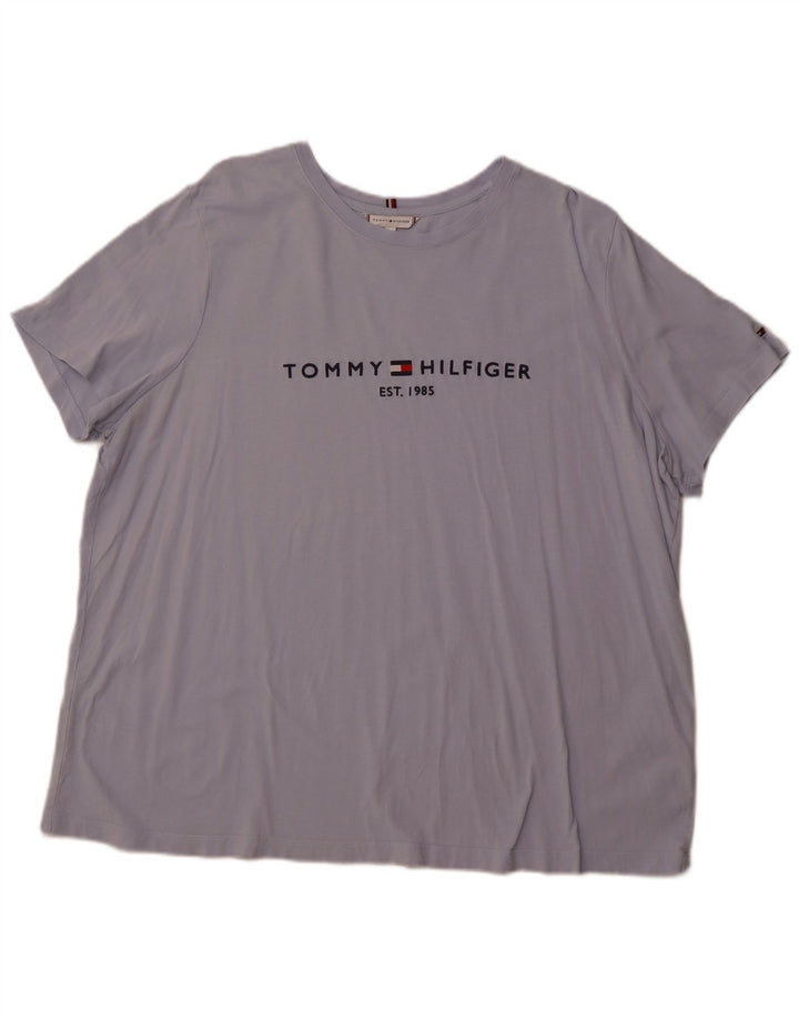 Damska koszulka z grafiką TOMMY HILFIGER Top UK 24 4XL Niebieska bawełna