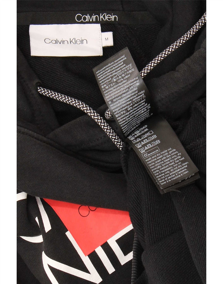 Męski sweter z kapturem i grafiką Calvin Klein, średni czarny, bawełniany