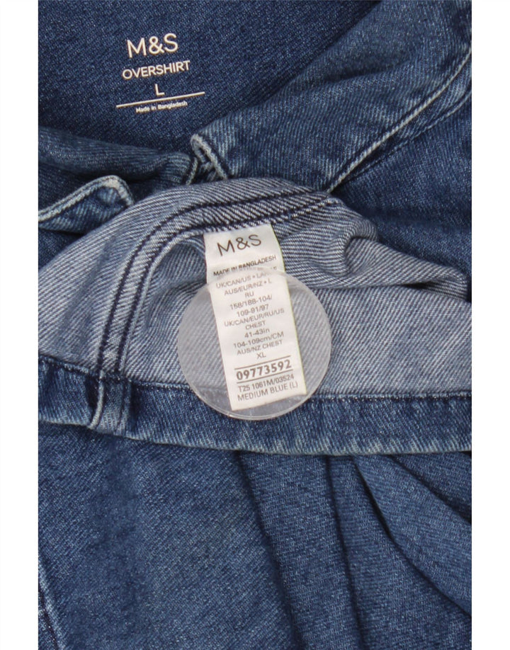 Marks & Spencer Męska koszula wierzchnia dżinsowa, duża, niebieska, bawełniana, klasyczna