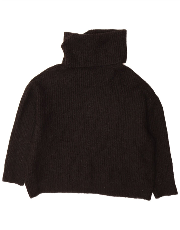 Damski sweter oversize Zara z golfem UK 10, mały, czarny, akrylowy