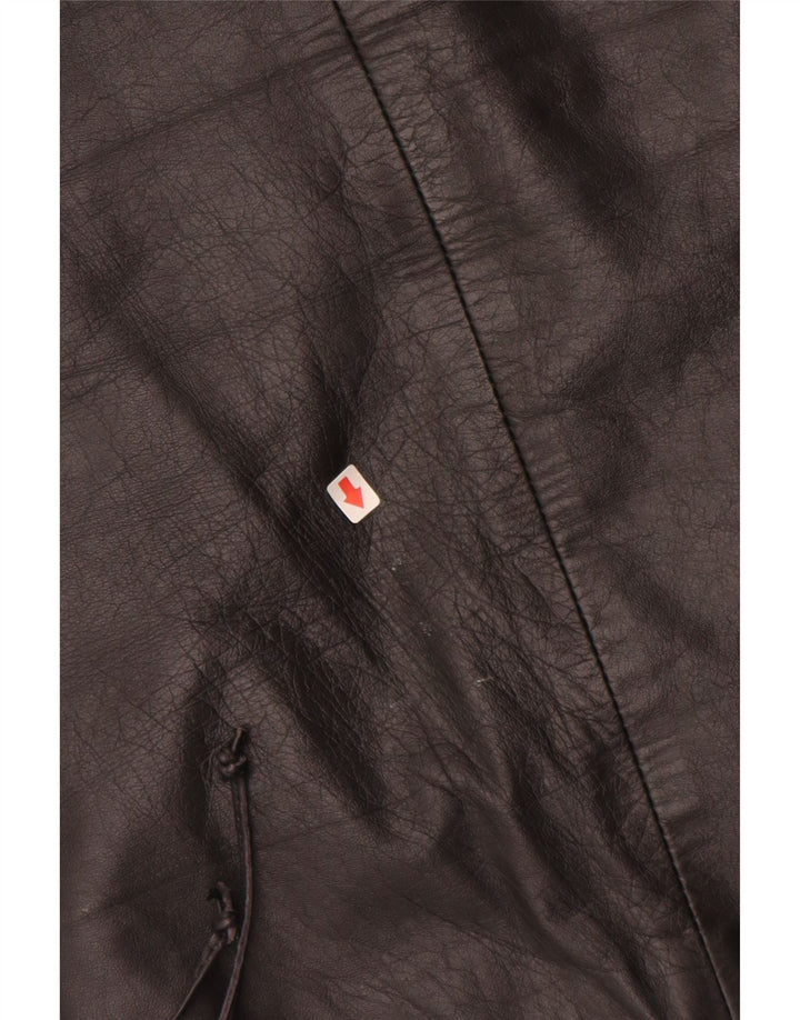 VINTAGE Damska skórzana spódnica EU 34 XS W24 Czarna skóra