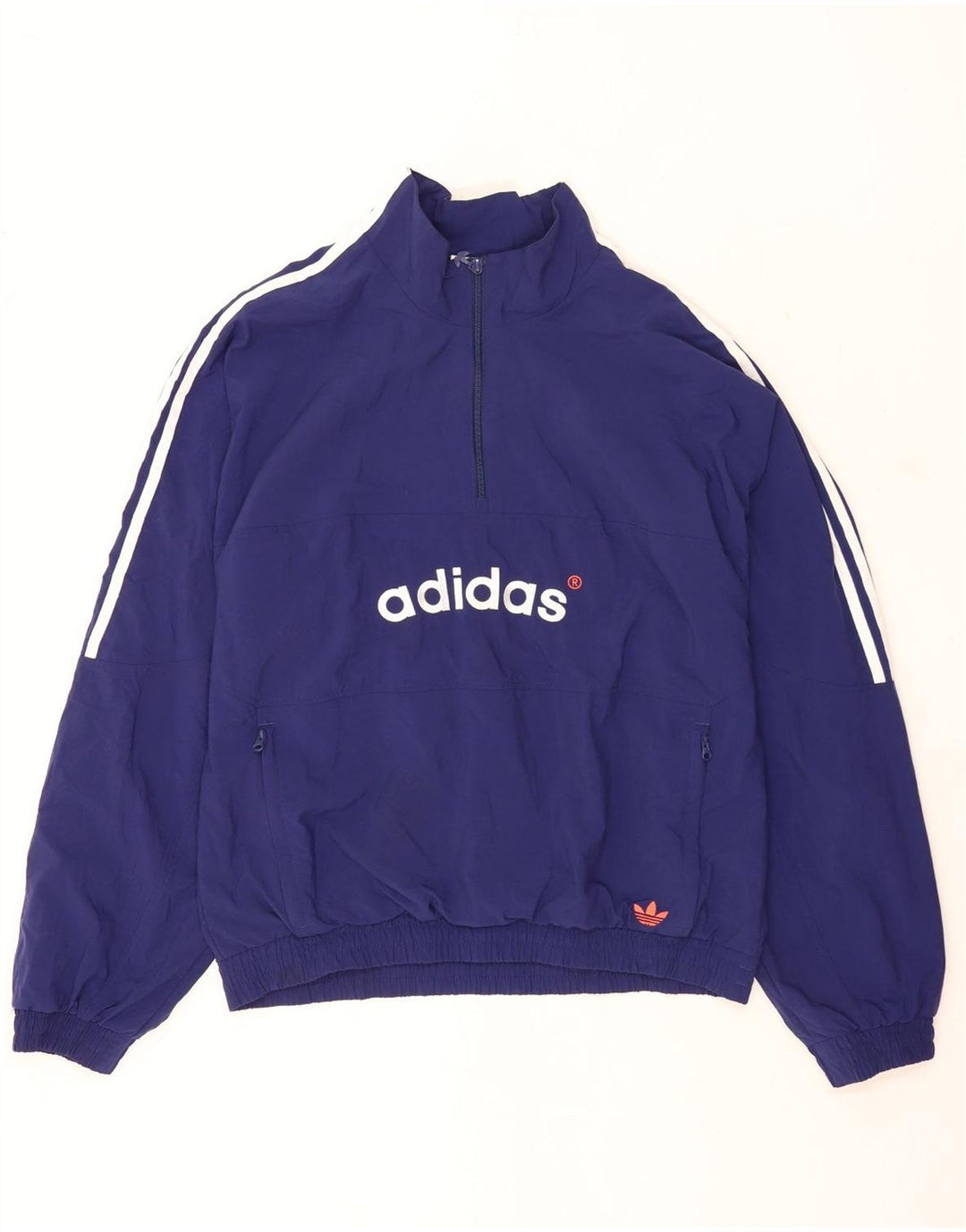 Męskie dresy Adidas o luźnym kroju i zapinanym na zamek błyskawiczny pod szyją, średni niebieski