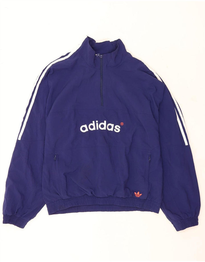Męskie dresy Adidas o luźnym kroju i zapinanym na zamek błyskawiczny pod szyją, średni niebieski