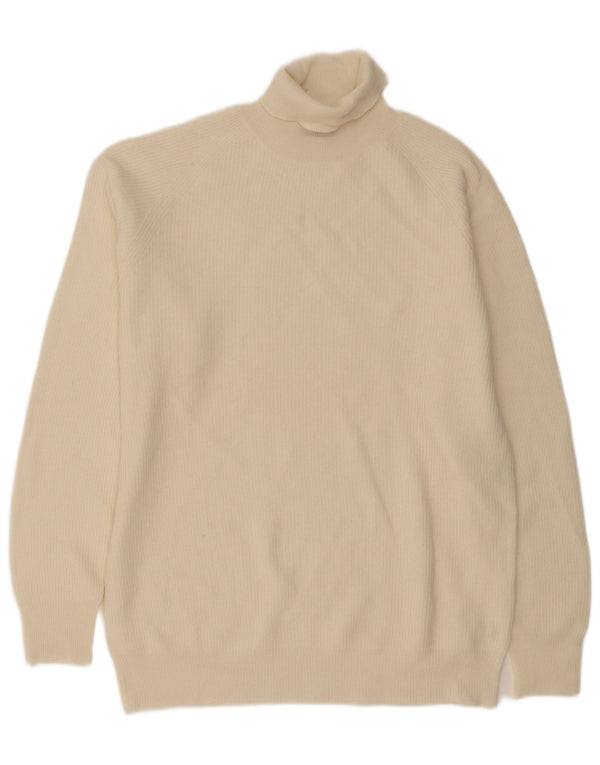 Vintage męski sweter z golfem XL w kolorze złamanej białej wełny