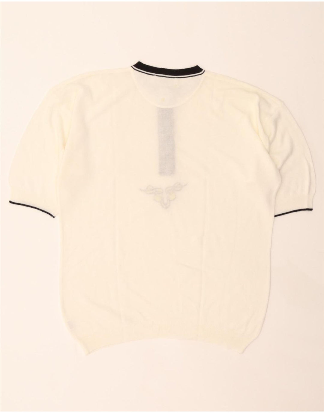 CARRERA Mens Short Sleeve Crew Neck Jumper Sweater Medium White Viscose Vintage Carrera and Second-Hand Carrera from Messina Hembry 