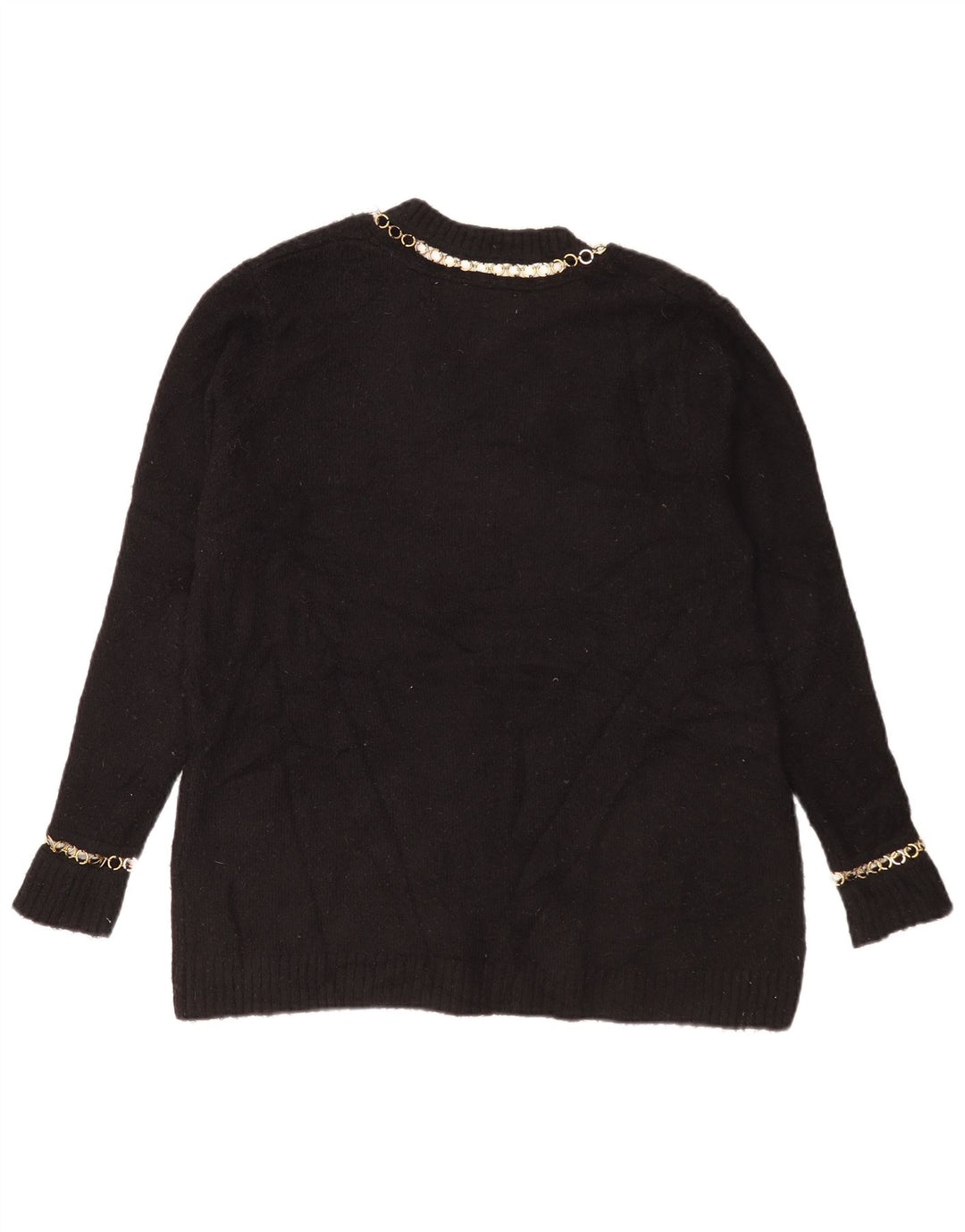 Sweter damski Zara Oversize z dekoltem w kształcie litery V, UK 10, mały, czarny, akrylowy