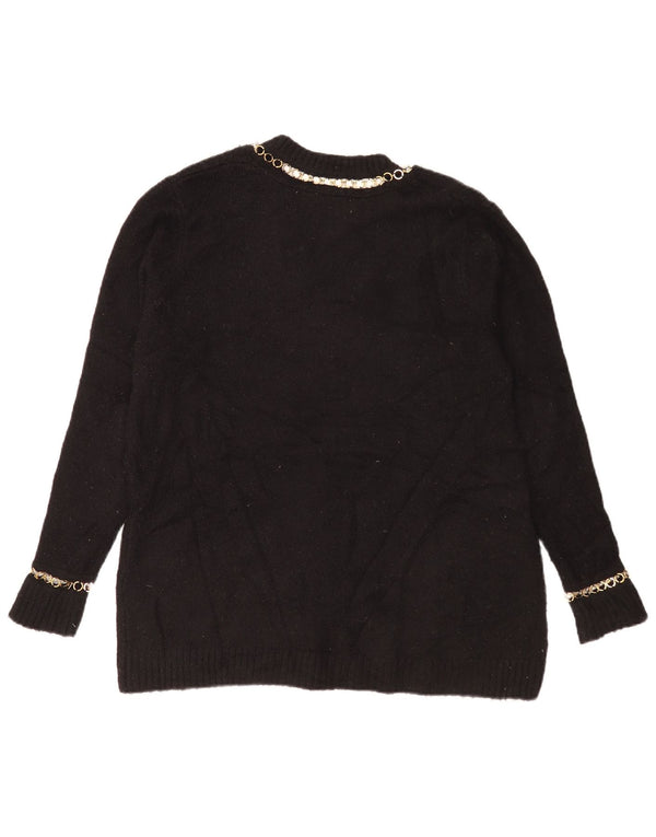 Sweter damski Zara Oversize z dekoltem w kształcie litery V, UK 10, mały, czarny, akrylowy