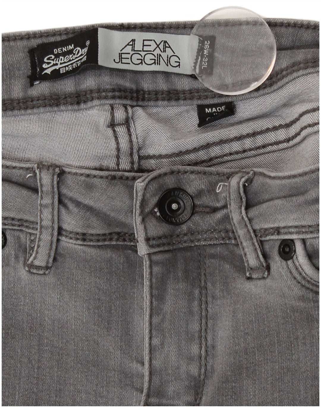 Damskie jeansy Superdry Alexa Jegging W26 L29 Szara bawełna
