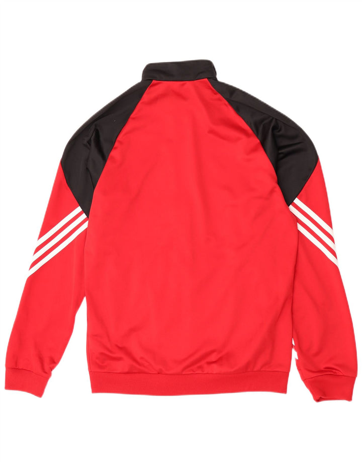 Adidas Męska bluza dresowa z grafiką, mała czerwona, poliestrowa z blokami kolorów