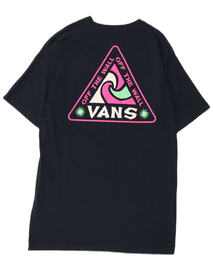 Męski T-shirt Vans o klasycznym kroju z grafiką, średni, granatowy, bawełniany