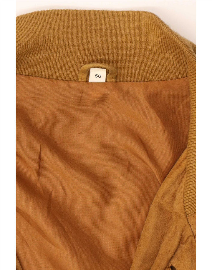 Vintage męska zamszowa kurtka bomber IT 56 3XL beżowa skóra