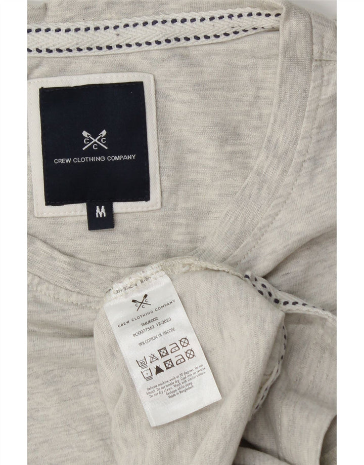 CREW CLOTHING Męski T-shirt Top Średniej Szarej Bawełny Nakrapianej