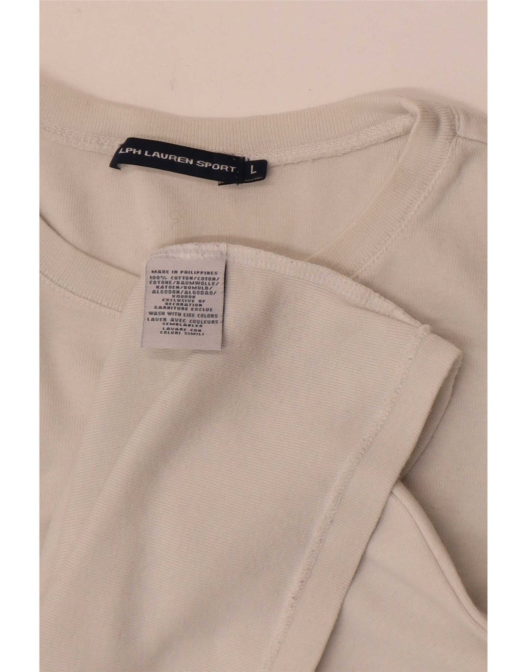 Damski top Ralph Lauren z długim rękawem, UK 14, duży, biały, bawełniany