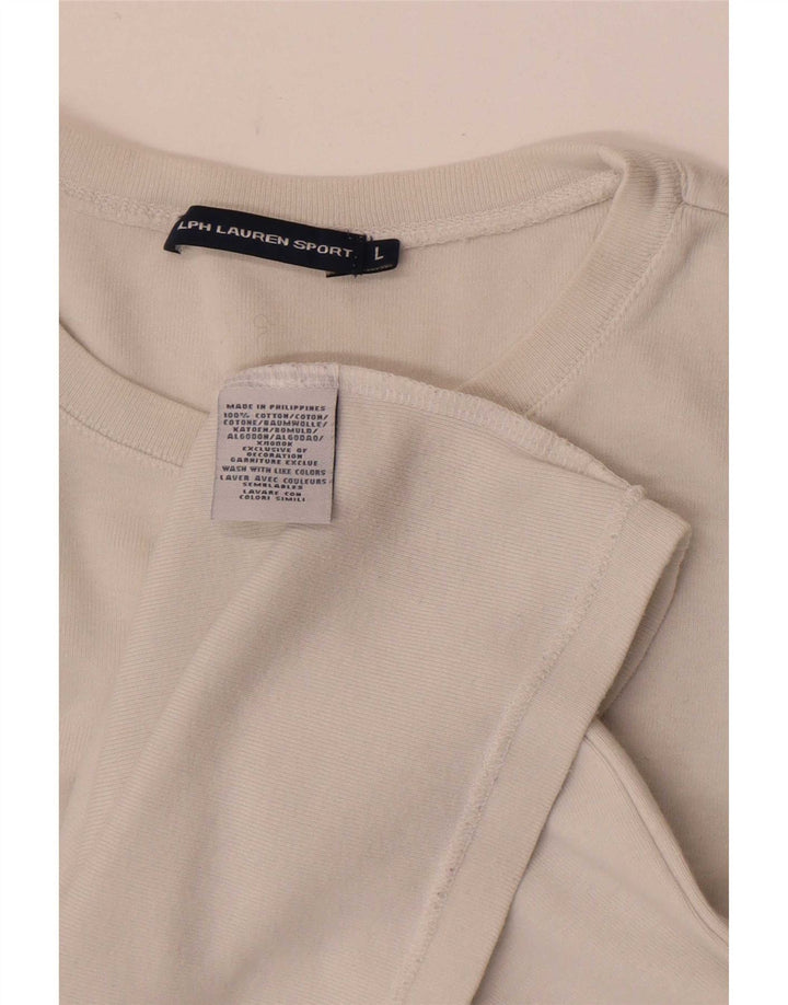 Damski top Ralph Lauren z długim rękawem, UK 14, duży, biały, bawełniany