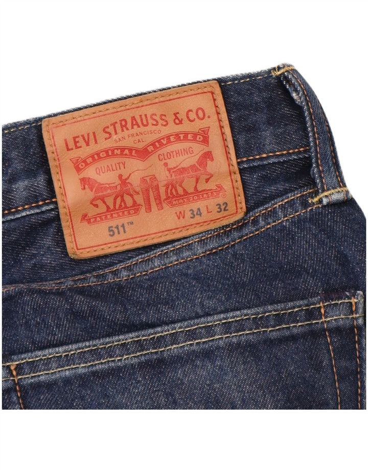 Męskie jeansy Levi's 511 Slim W34 L32 Granatowa bawełna