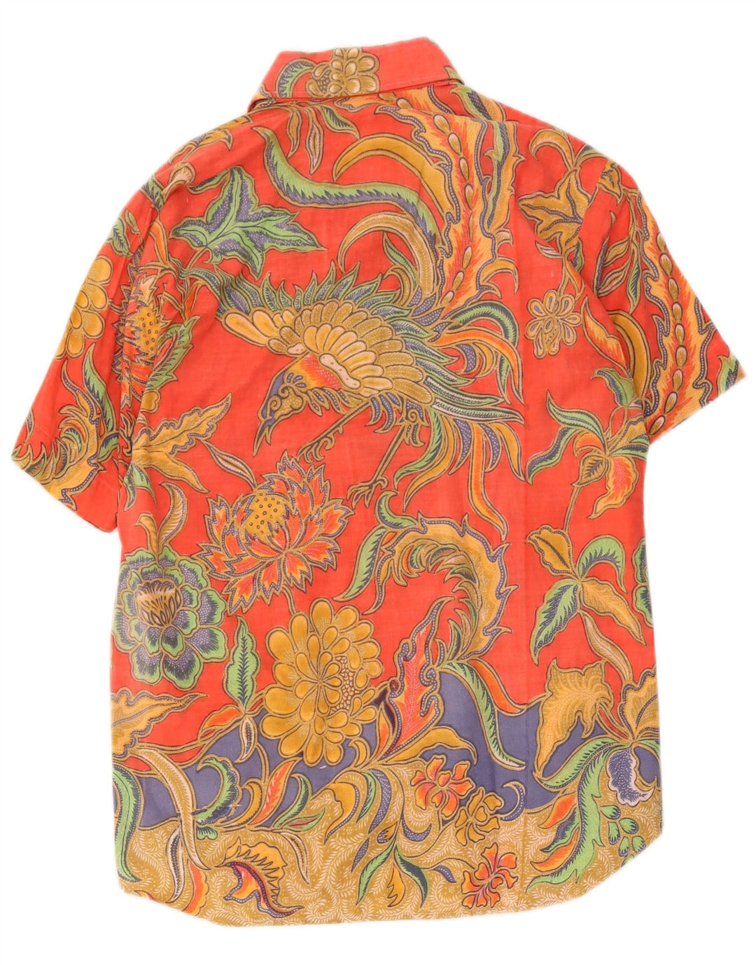 Koszula męska z krótkim rękawem w stylu vintage, średnia, wielobarwna w kwiaty