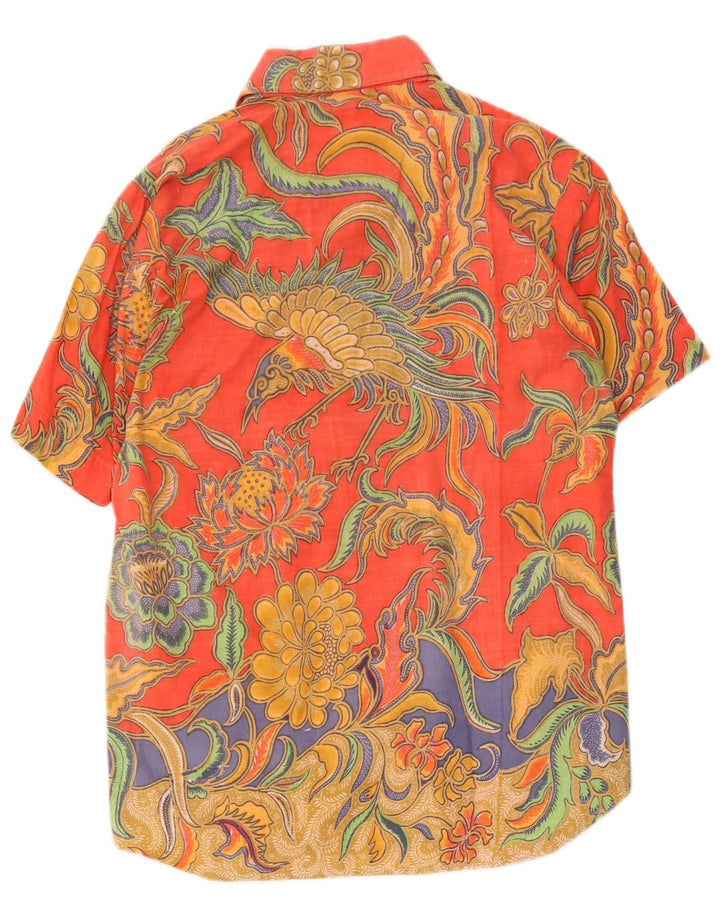 Koszula męska z krótkim rękawem w stylu vintage, średnia, wielobarwna w kwiaty