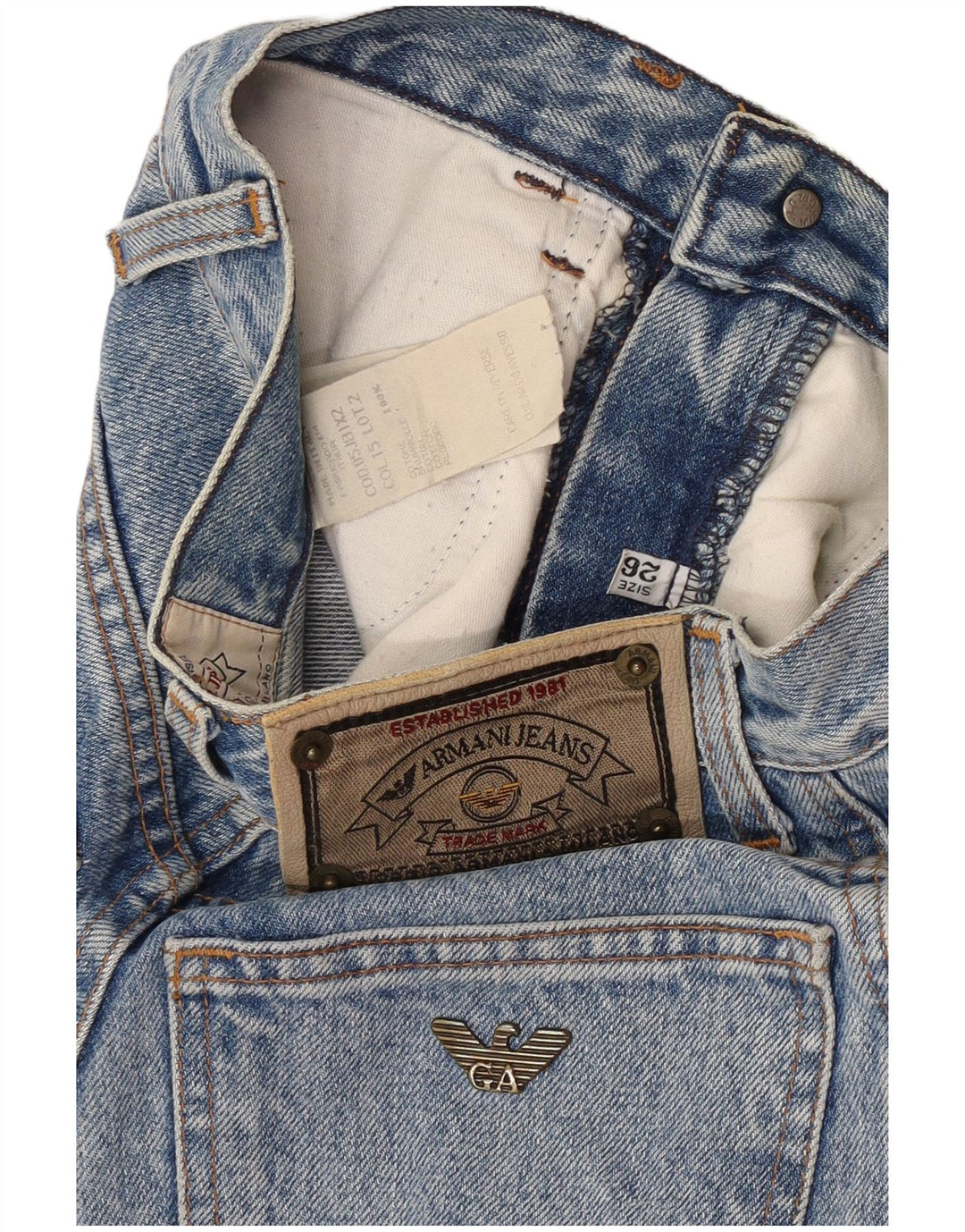 Damskie jeansy zwężane Armani W26 L27 Niebieskie bawełniane