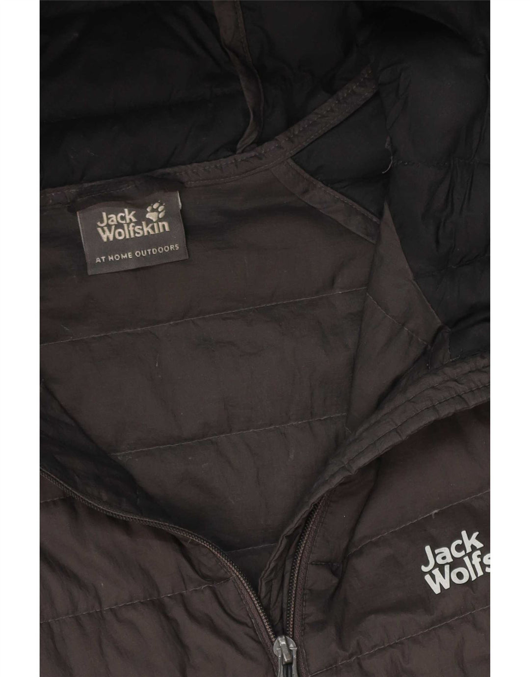 Męska ocieplana kurtka z kapturem Jack Wolfskin UK 40, duża, szara, z blokami kolorów