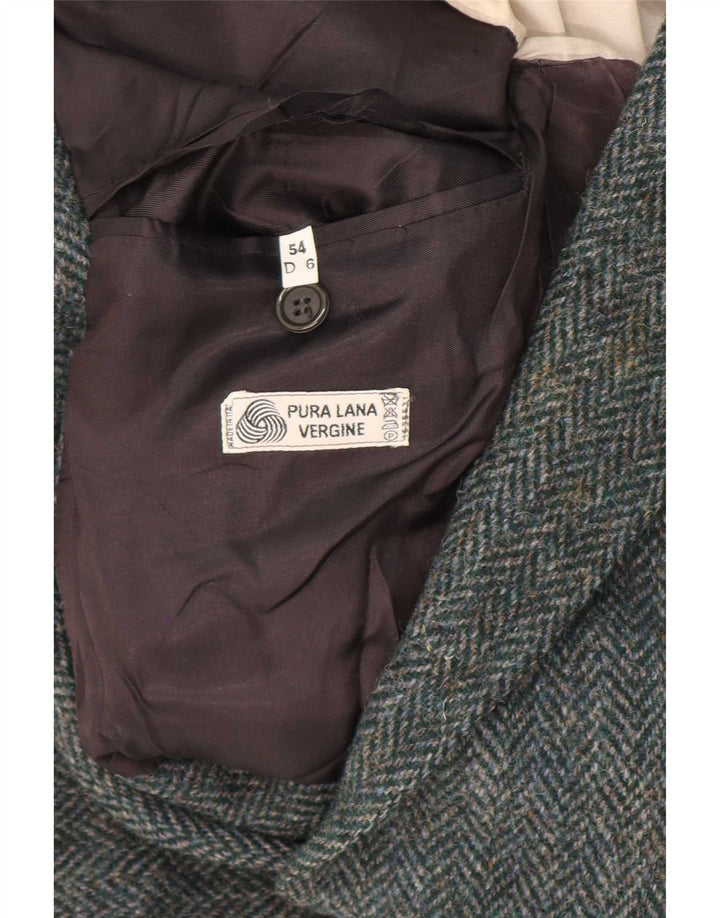 Męska marynarka zapinana na 2 guziki Harris Tweed IT 54 2XL Zielona jodełka