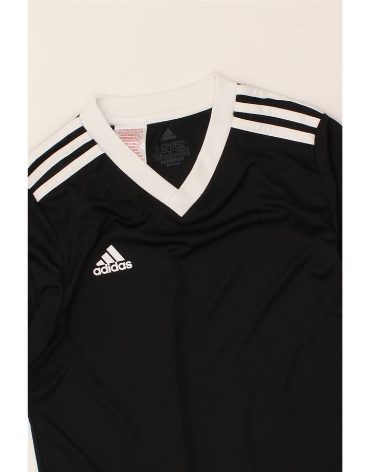 ADIDAS Boys Aeroready Top Long Sleeve 11-12 Years Black Polyester Vintage Adidas and Second-Hand Adidas from Messina Hembry 