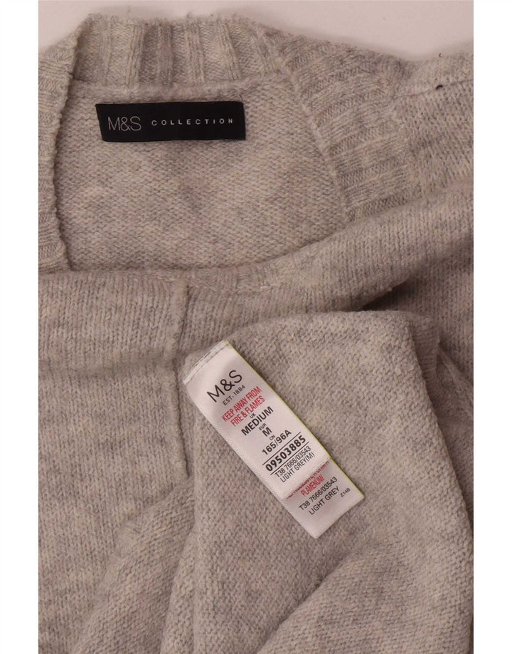 Marks & Spencer Damski sweter z okrągłym dekoltem, UK 14, średni szary akryl