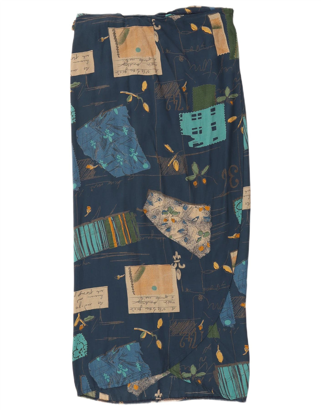 Vintage damska spódnica kopertowa W30 Średni granatowy patchwork