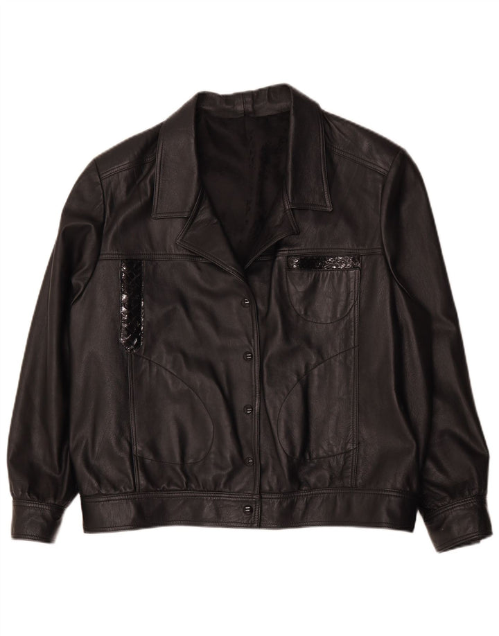Damska skórzana kurtka bomber w stylu vintage, UK 18 XL, czarna