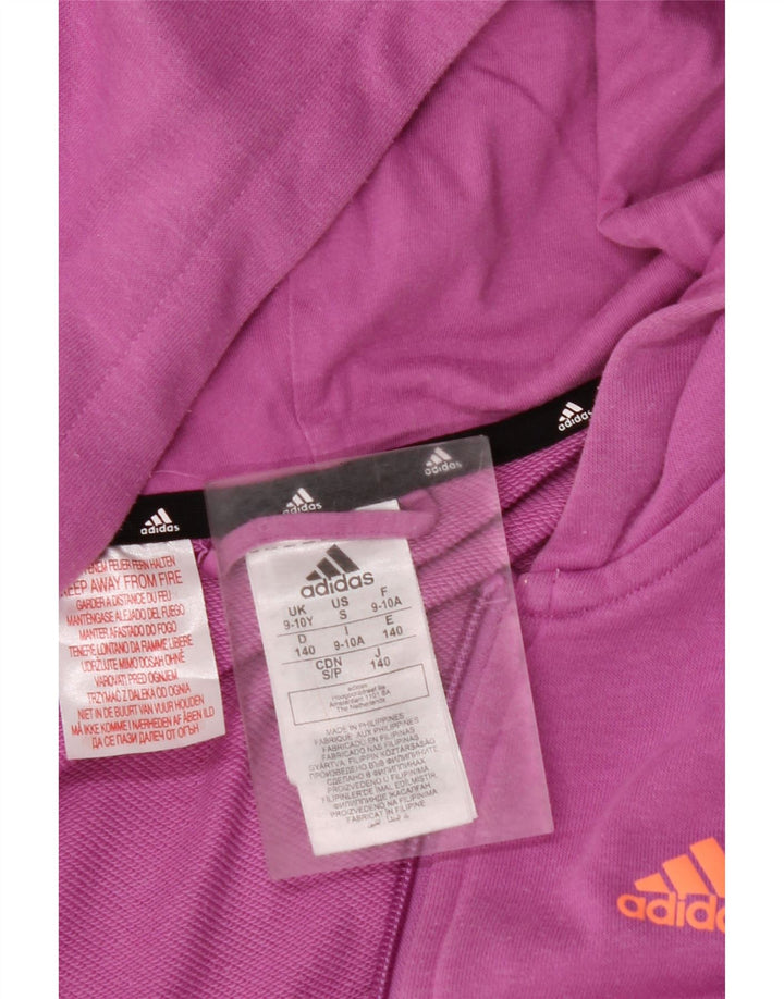 Dziewczęcy sweter z kapturem i grafiką ADIDAS, zapinany na zamek, 9-10 lat, fioletowa bawełna