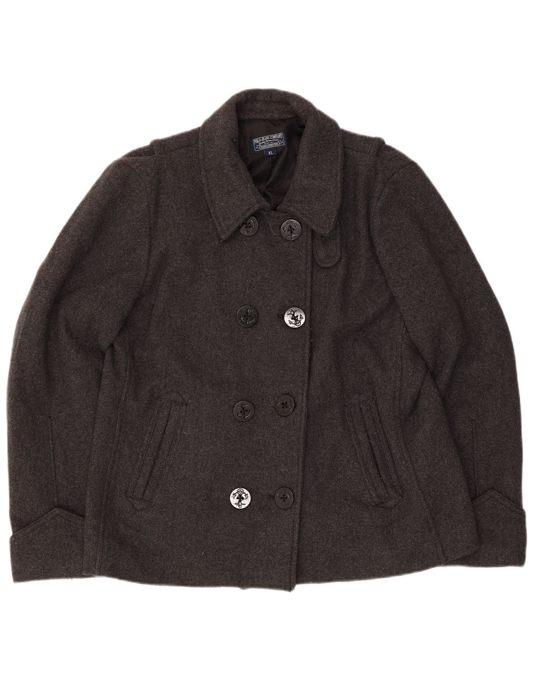 Polo Ralph Lauren Damski płaszcz grochowy UK 18 XL Szara wełna